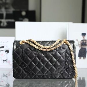 CC Classic 2.55 Flap Bag 24cm Black Aged Lambskin