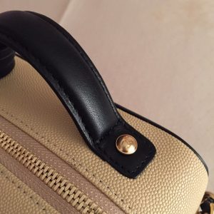 CC Filigree Vanity Case Bag Black Beige Quilted Caviar Leather