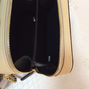 CC Filigree Vanity Case Bag Black Beige Quilted Caviar Leather