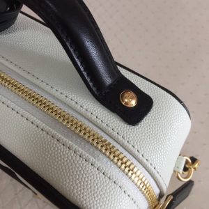 CC Filigree Vanity Case Bag Black White Quilted Caviar Leather