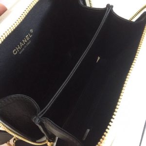 CC Filigree Vanity Case Bag Black White Quilted Caviar Leather