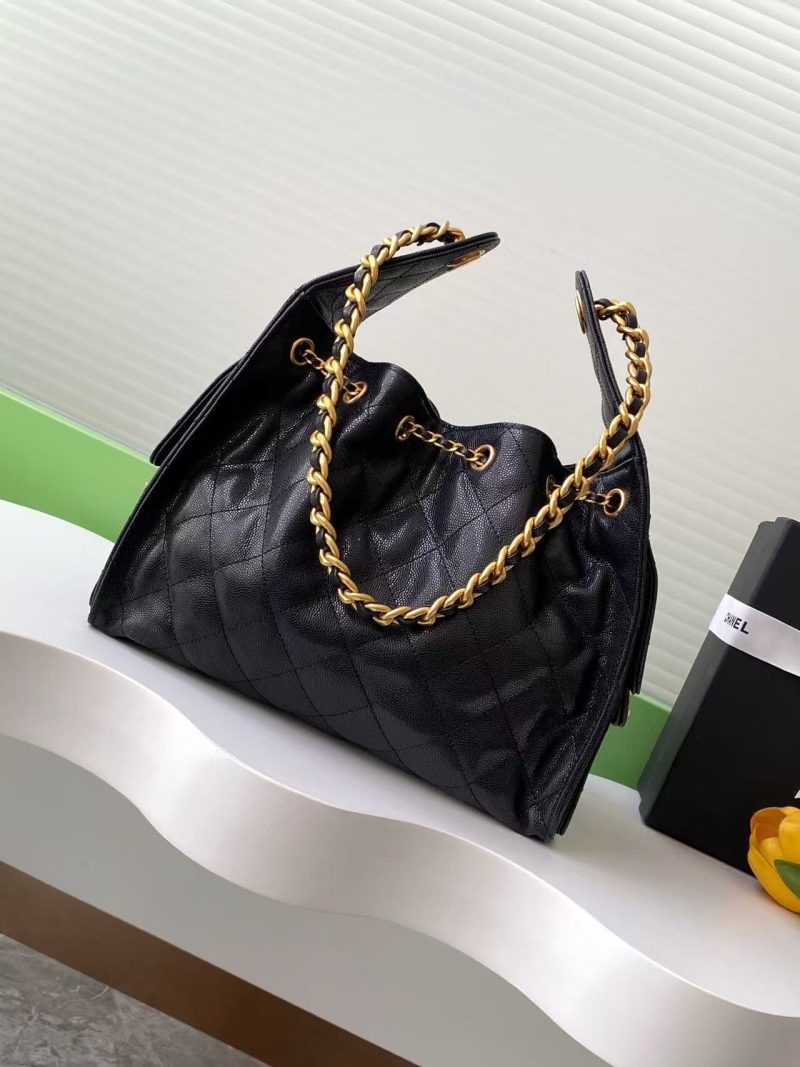 CC 25C Hobo Bag 30cm Black Grained Calfskin