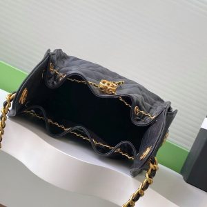 CC 25C Hobo Bag 30cm Black Grained Calfskin