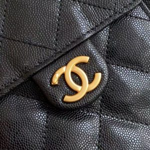 CC 25C Hobo Bag 30cm Black Grained Calfskin