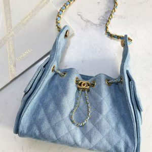CC 25C Hobo Bag 30cm Light Blue Denim