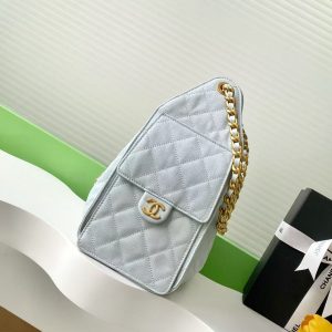 CC 25C Hobo Bag 30cm Light Blue Grained Calfskin