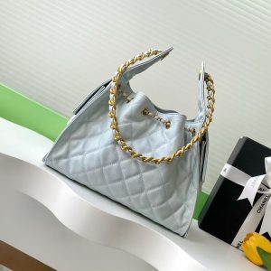 CC 25C Hobo Bag 30cm Light Blue Grained Calfskin