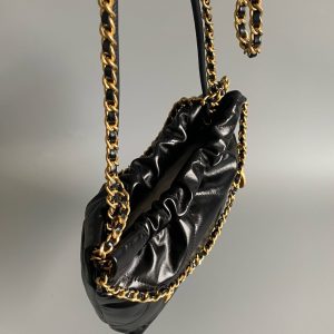 CC 22 Hobo Bag 19cm Black Lambskin Gold Hardware