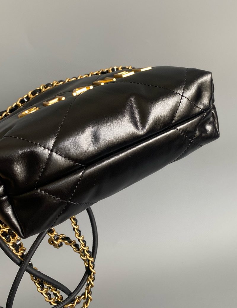 CC 22 Hobo Bag 19cm Black Lambskin Gold Hardware