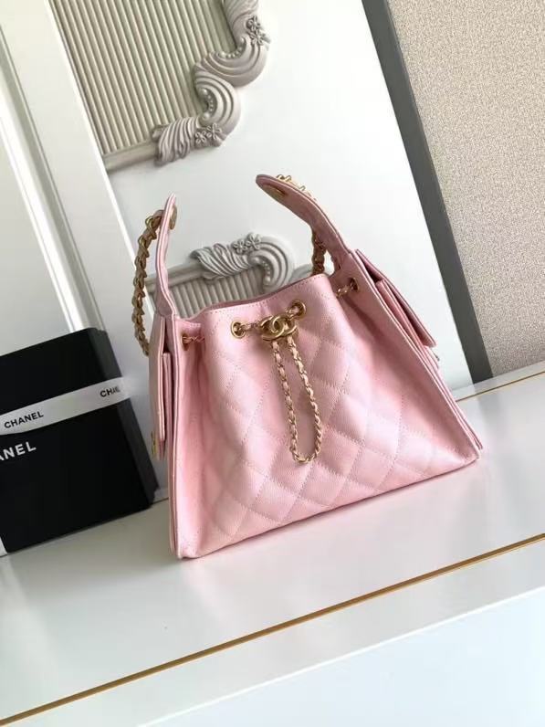 Image_20250404154146 CC 25C Hobo Bag 30cm Pink Grained Calfskin