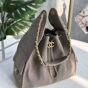 CC 25C Hobo Bag 40cm Grey Suede