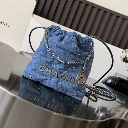 Image_20250415165806 CC 22 Mini Chain Shoulder Bag Blue Denim Shw