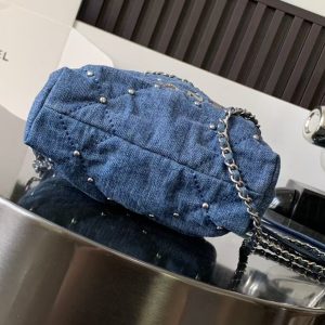 CC 22 Mini Chain Shoulder Bag Blue Denim Shw
