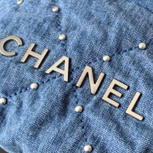 CC 22 Mini Chain Shoulder Bag Blue Denim Shw