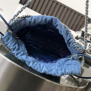 CC 22 Mini Chain Shoulder Bag Blue Denim Shw