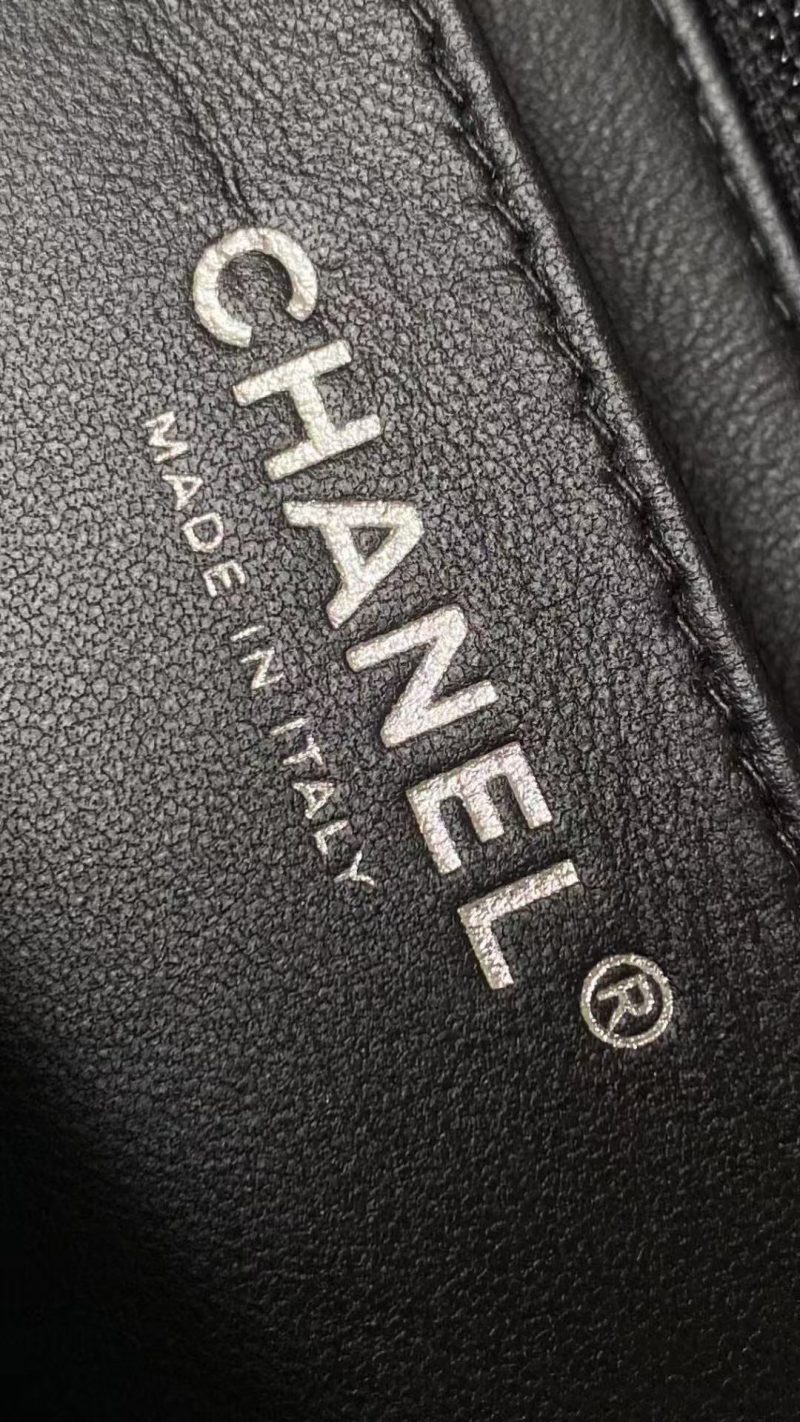 25C Mini Flap Bag Top Handle 20cm Black Lambskin Black Hardware Premium Version