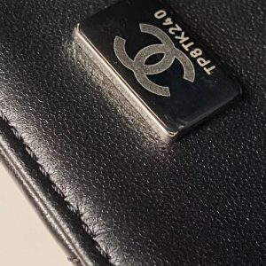 25C Mini Flap Bag Top Handle 20cm Black Lambskin Black Hardware Premium Version