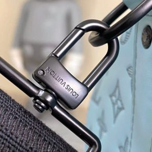 LV Keepall Bandouliere 50 Travel Bag Light Blue Monogram Calfskin