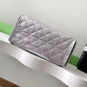 CC 25C Hobo Bags 30cm Silver Metallic Grained Calfskin