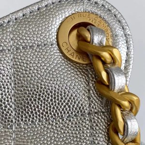 CC 25C Hobo Bags 30cm Silver Metallic Grained Calfskin