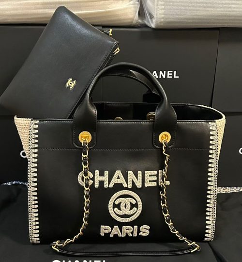 Image_20250625230114 CC 25 Large Crochet Deauville Shopping Bag 34cm Black