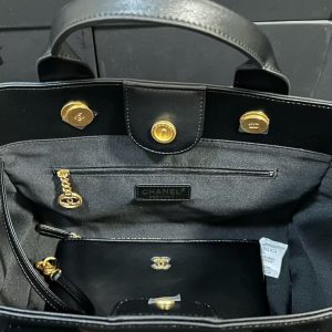 CC 25 Large Crochet Deauville Shopping Bag 34cm Black