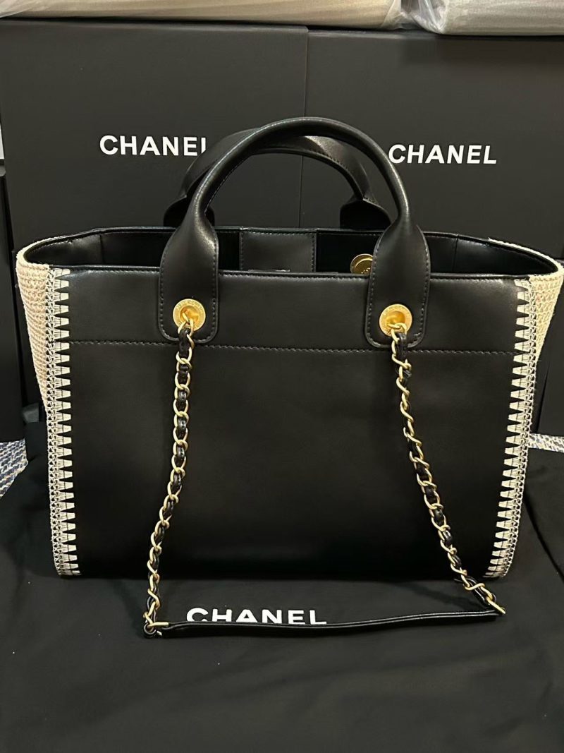 CC 25 Large Crochet Deauville Shopping Bag 34cm Black