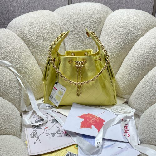 CC 25C Hobo Bags 26cm Light Lemon Yellow Calfskin