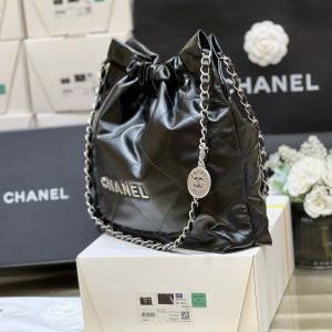 CC HOBO BAG 22 BLACK LAMBSKIN SILVER HARDWARE BEST VERSION