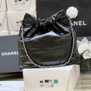 CC HOBO BAG 22 BLACK LAMBSKIN SILVER HARDWARE BEST VERSION