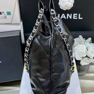 CC HOBO BAG 22 BLACK LAMBSKIN SILVER HARDWARE BEST VERSION