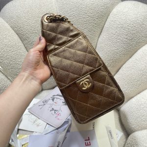 CC 25C Hobo Bags 30cm Bronze Metalic Grained Calfskin