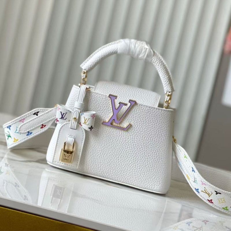 LV x TM Capucines BB 21cm Bag White mix colors Taurillon Cowhide leather