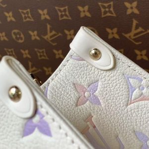 LV OnTheGo 25cm Bag White Purple Pink Embossed Grained Cowhide