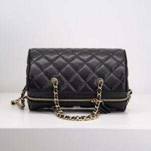 Chanel Black Caviar Bowling Bag Black calfskin