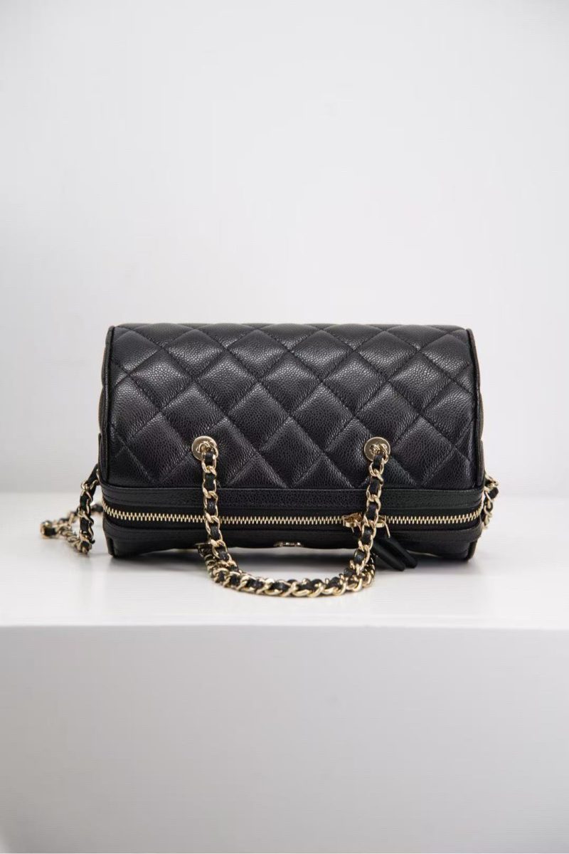 Chanel Black Caviar Bowling Bag Black calfskin
