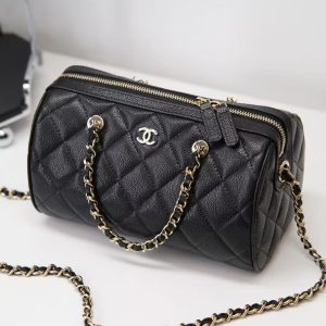Chanel Black Caviar Bowling Bag Black calfskin