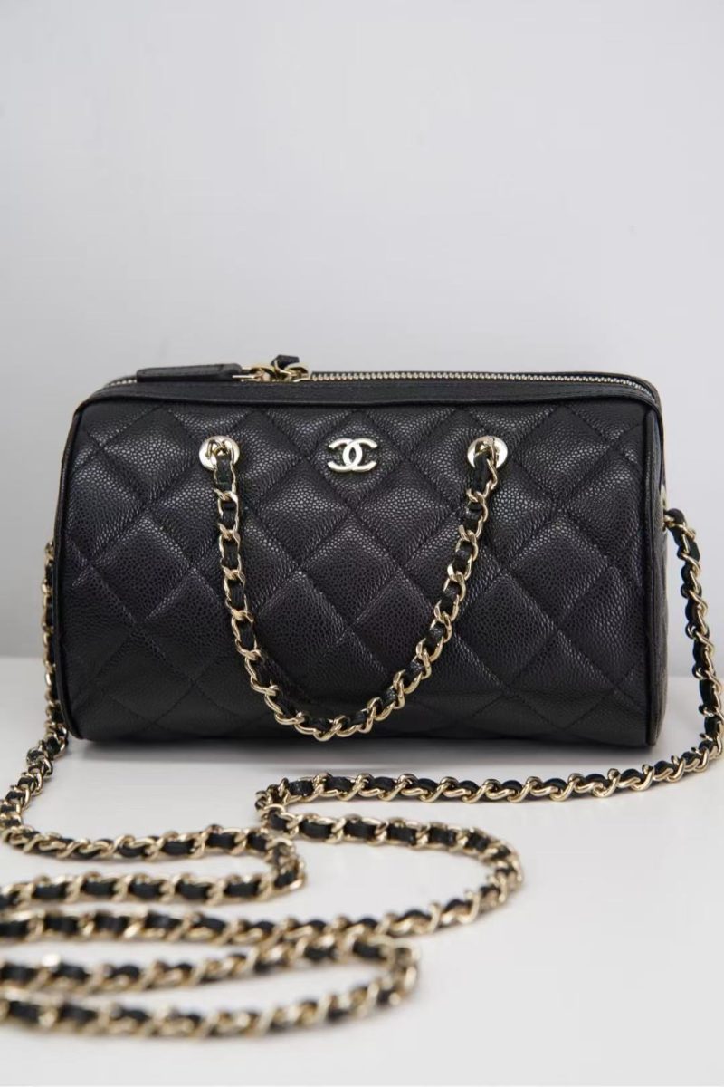 Chanel Black Caviar Bowling Bag Black calfskin