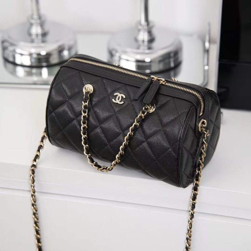 Chanel Black Caviar Bowling Bag Black calfskin