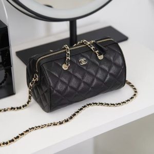 Chanel Black Caviar Bowling Bag Black calfskin