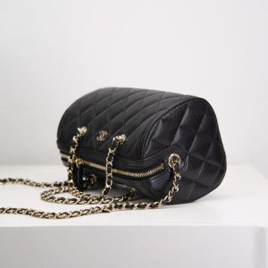 Chanel Black Caviar Bowling Bag Black calfskin