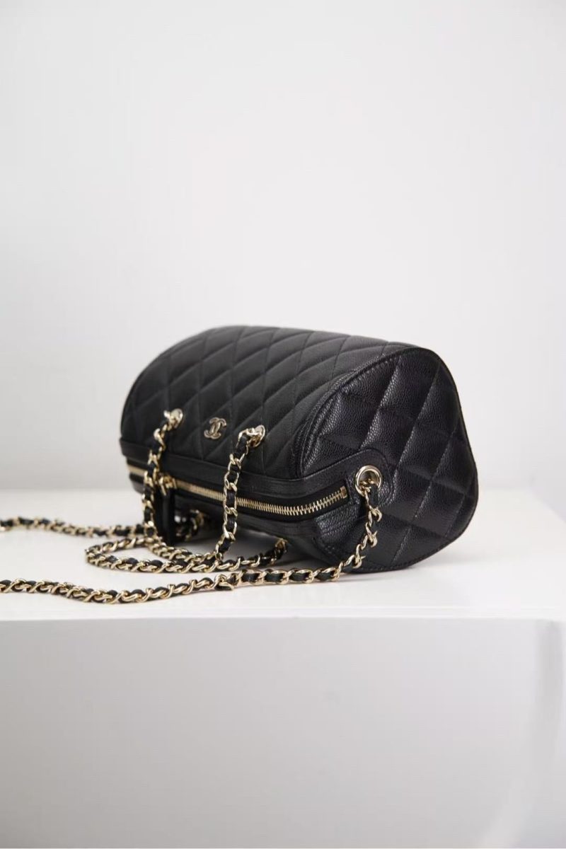 Chanel Black Caviar Bowling Bag Black calfskin