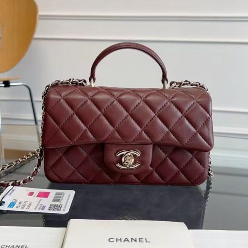 Chanel 20cm Bag Burgundy Lambskin