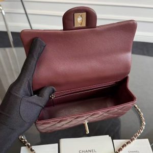 Chanel 20cm Bag Burgundy Lambskin