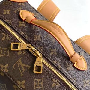 LV Monogram Backpack Brown Gold Leather