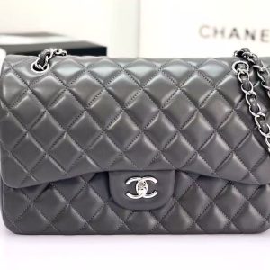 Chanel Flap Bag 30cm Tinware Ash Lambskin