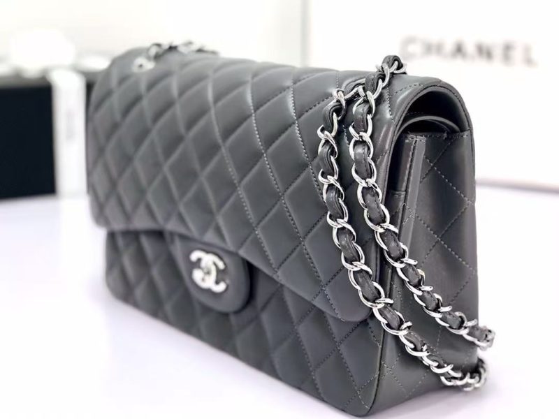 Chanel Flap Bag 30cm Tinware Ash Lambskin