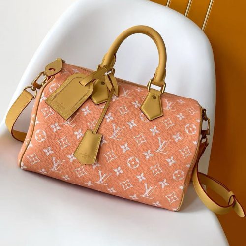 Speedy P9 Bandoulière 40 Handbag Orange White Cowhide