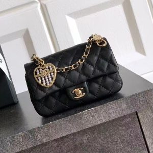 Chanel Bag 12.5cm Black Gold Lambskin