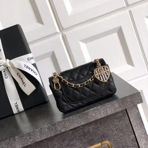 Chanel Bag 12.5cm Black Gold Lambskin